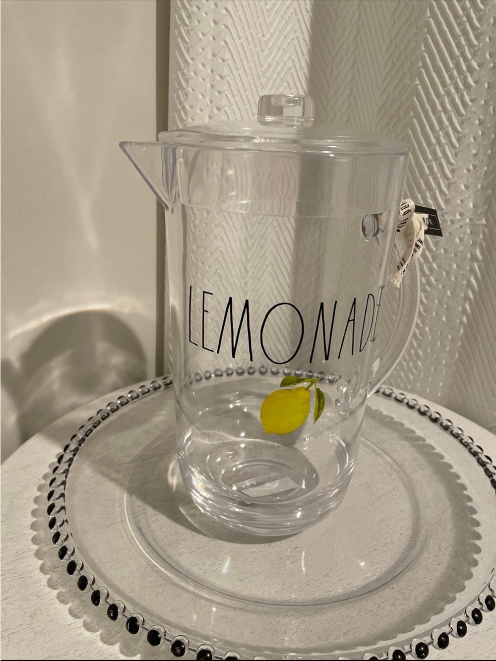 Rae Dunn Clear Acrylic Pitcher  'LEMOMADE’'